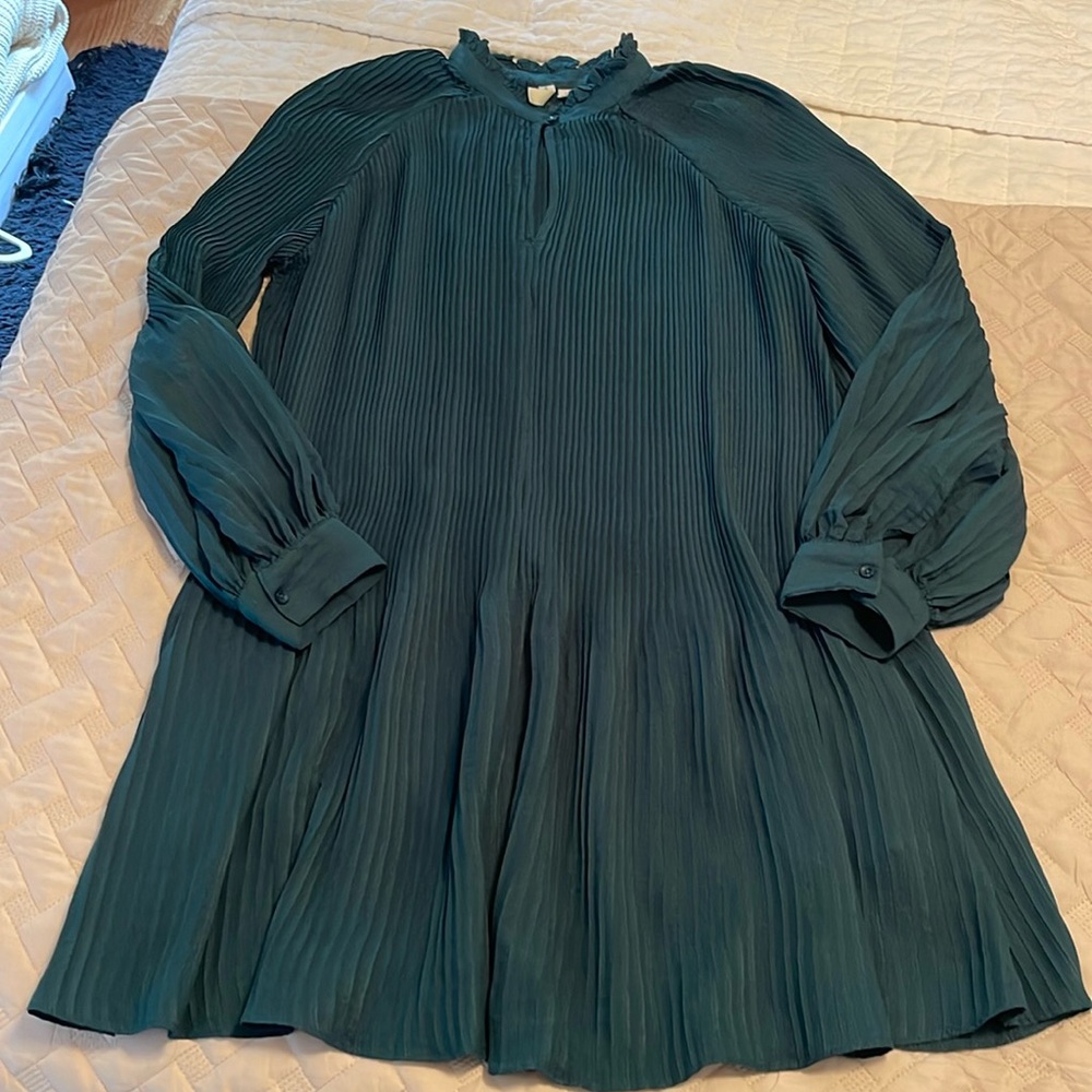 Treasure & Bond Dark Green Pleated Dress - Size S